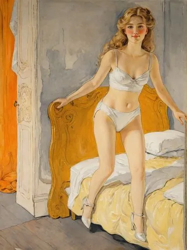 woman on bed,odalisque,hopper,schorpen,whitmore,currin,Art,Classical Oil Painting,Classical Oil Painting 42