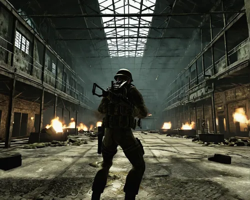 empty factory,pripyat,industrial hall,warehouse,gas mask,steel helmet,first person,chemical plant,fallout4,refinery,factories,abandoned factory,factory hall,shooter game,asylum,industrial,mercenary,mute,factory,industrial smoke,Conceptual Art,Daily,Daily 04