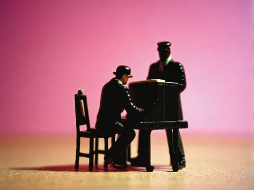 miniature figures,pink chair,piano player,musicians,miniature figure,blues and jazz singer,wooden figures,organist,toy photos,men sitting,ventriloquist,violinists,two people,concerto for piano,accordionist,chair and umbrella,man in pink,two-man saw,man and boy,musical box,Unique,3D,Toy