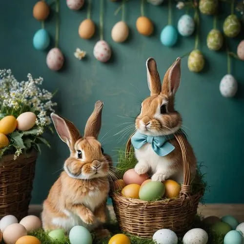 easter rabbits,easter décor,ostern,easter decoration,easter background,easter theme