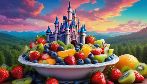 walt disney world,fruit plate,fruit platter,bowl of fruit,bowl of fruit in rain,still the fruit bowl of life,fruit salad,disney world,disney,fruit bowl,fruit mix,magic kingdom,disney-land,disney castle,shanghai disney,mix fruit,fresh fruit,candy cauldron,fruit cup,disney land,Conceptual Art,Fantasy,Fantasy 32