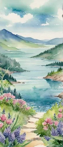 watercolor background,landscape background,springtime background,lake tanuki,meadow in pastel,river landscape,spring background,purple landscape,salt meadow landscape,watercolor tea,violet evergarden,watercolor,clover meadow,an island far away landscape,high landscape,sakura background,meadow landscape,japanese sakura background,japan landscape,water colors,Illustration,Paper based,Paper Based 25