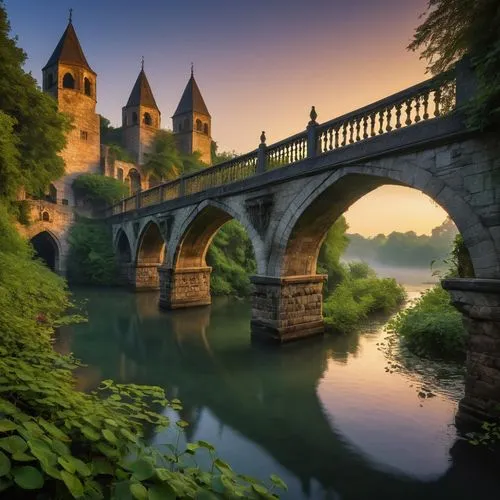 hohenzollern bridge,fairy tale castle sigmaringen,bridge new europe,eastern europe,fairytale castle,pont,alsace,allemagne,fairy tale castle,city moat,old bridge,rothenburg,moated castle,romania,dordogne,germany,hildesheim germany,rhineland palatinate,stone bridge,fairy tale,Illustration,American Style,American Style 03