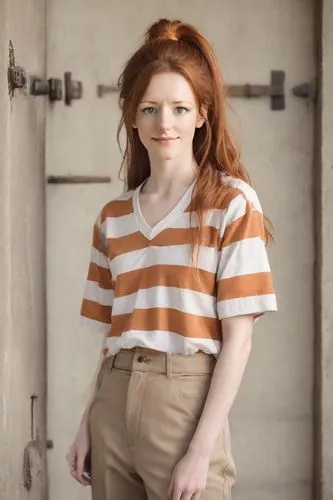 ginger rodgers,pippi longstocking,barb,orange,prisoner,girl in overalls,maci,television character,liberty cotton,a uniform,murcott orange,nora,redheaded,piper,in a shirt,horizontal stripes,prison,redhead doll,pumuckl,khaki