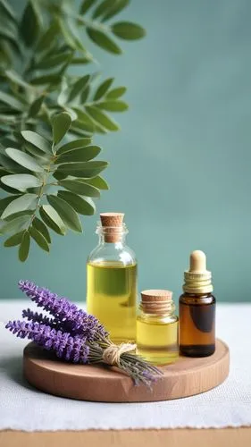 panggung yang elegan dan mewah tapi  sangat  alami  untuk display produk yang alami  dengan bahan  eucalyptus , vco oil dan lavender ,lavender oil and essential oils on a plate,lavender oil,naturopath