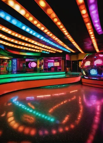 ufo interior,retro diner,dodgems,spaceship interior,dodgem,arcades,spaceland,bowlmor,autopia,arcade games,arcade,colored lights,jukebox,waltzer,children's ride,rollerskating,racinos,polybius,skating rink,drive in restaurant,Illustration,Realistic Fantasy,Realistic Fantasy 38