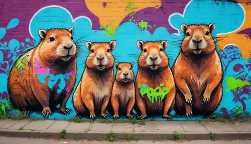 welin,graffiti art,capybaras,lionesses,grafite,dholes,Conceptual Art,Graffiti Art,Graffiti Art 07