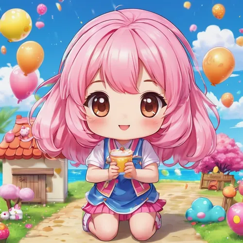 cupcake background,birthday banner background,luka,candy island girl,kusa mochi,easter banner,bonbon,malasada,chibi,kawaii ice cream,valentine banner,happy birthday banner,dango,pink balloons,honmei choco,balloon trip,mocaccino,chibi girl,toori,kawaii,Illustration,Japanese style,Japanese Style 02