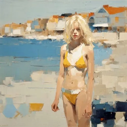 the blonde in the river,sea beach-marigold,blonde woman,oil painting,carol colman,girl on the river,carol m highsmith,blonde girl,blond girl,seaside,oil on canvas,lee slattery,oil paint,on the shore,painterly,bill woodruff,han thom,oberlo,heather winter,james handley