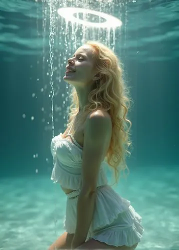 the blonde in the river,under the water,submerged,in water,water nymph,submerging,Photography,General,Realistic