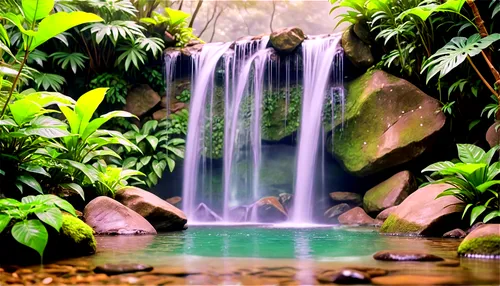 green waterfall,water fall,waterfall,tropical forest,rainforest,water falls,cascada,waterfalls,tropical jungle,fountain pond,biopolis,nature background,water flowing,neotropical,brown waterfall,tropicale,water spring,rain forest,botanical garden,cascading,Illustration,Japanese style,Japanese Style 02