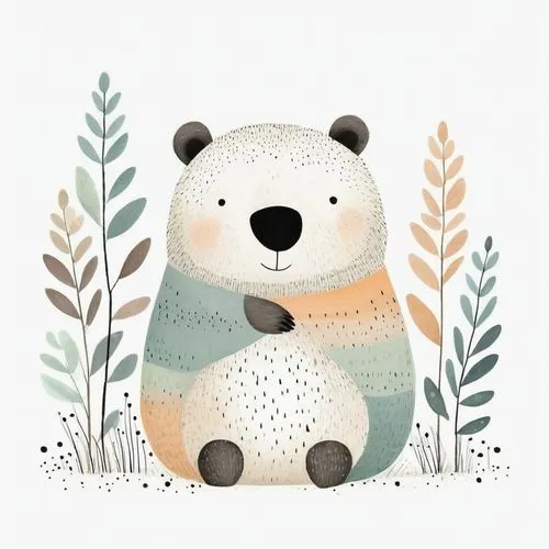 bear,icebear,cute bear,scandia bear,cub,bear teddy,brown bear,bear cub,plush bear,nordic bear,little bear,whimsical animals,woodland animals,forest animal,ice bear,amur hedgehog,cuddling bear,white bear,anthropomorphized animals,panda,Art,Artistic Painting,Artistic Painting 49