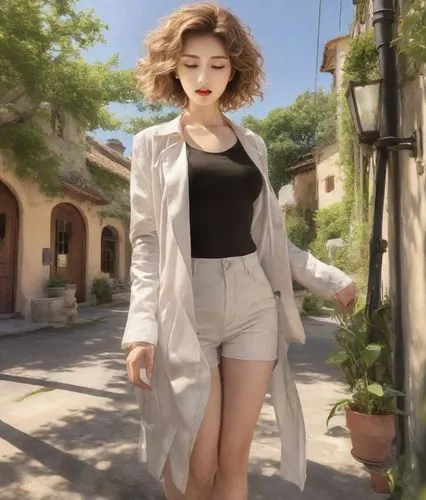 anfisa,poki,retro woman,hyosung,xiaofei,fujiko,xiaolu,tipoki,retro girl,woman walking,soju,maomao,algan,kazzia,asami,anri,white skirt,50's style,nana,natashquan,Photography,Realistic