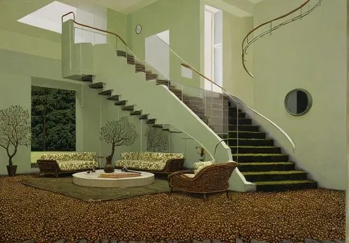 outside staircase,staircase,stone stairs,mid century modern,rovere,stairwell,Art,Artistic Painting,Artistic Painting 30