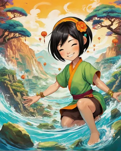 mulan,kinara,water lotus,白斩鸡,little girl in wind,rosa ' amber cover,asia,children's background,game illustration,jasmine blossom,piko,oriental girl,ashitaba,shirakami-sanchi,alibaba,meteora,jasmine,flying girl,xiaochi,kaibei,Illustration,Abstract Fantasy,Abstract Fantasy 13