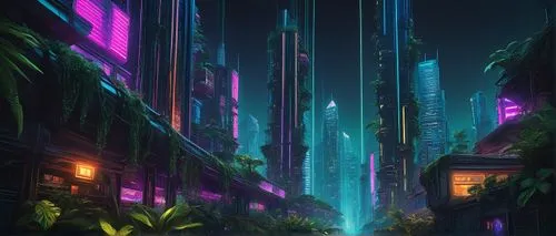 futuristic landscape,cyberpunk,cityscape,fantasy city,shinjuku,tokyo city,colorful city,city at night,futuristic,tokyo,scifi,honolulu,metropolis,city lights,alleyway,evening city,alley,the city,city,nightscape,Illustration,Abstract Fantasy,Abstract Fantasy 08