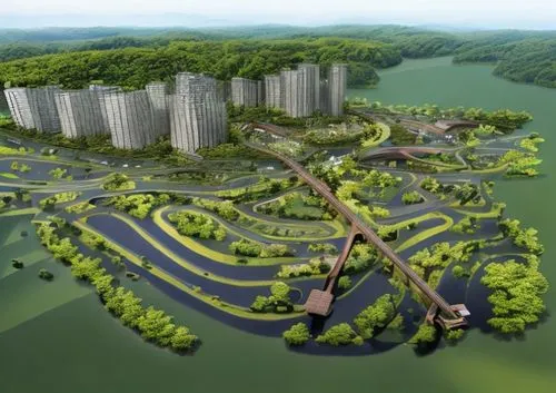 look out timber bridge, photorealistic, mountain forest with bicycle timber trail below, ,danyang eight scenic,guizhou,shenyang,artificial island,zhengzhou,chongqing,wuyi,haikou city,nanjing,tianjin,z