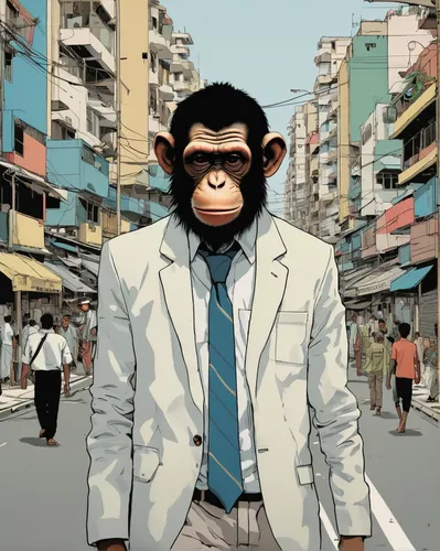 Write a funny dialogue between Vinayagar and a mischievous monkey in a bustling city.,the monkey,barbary monkey,ape,cartoon doctor,monkeys band,monkey,monkey soldier,barbary ape,kong,chimpanzee,great 