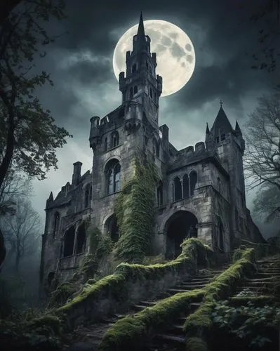 ghost castle,haunted castle,witch's house,witch house,fairytale castle,fairy tale castle,gothic style,ravenloft,the haunted house,castle of the corvin,haunted house,haunted cathedral,dark gothic mood,fantasy picture,gothic,bethlen castle,castle ruins,dracula castle,knight's castle,ruine,Illustration,Vector,Vector 18