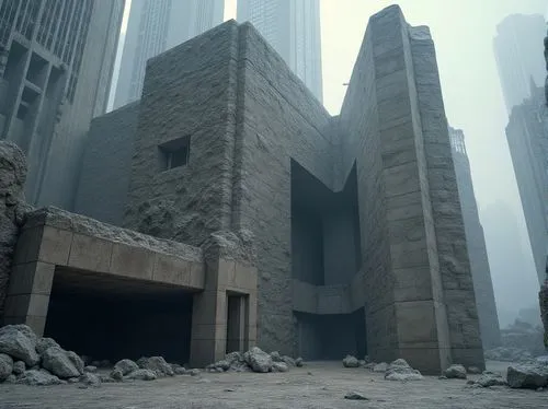 abnegation,ruin,destroyed city,demolition,mubadala,building rubble,ruins,brutalist,brutalism,rubble,qasr al watan,mausoleum ruins,dystopian,monolithic,lexcorp,rotana,dubia,manama,crumbling,emaar,Photography,General,Realistic