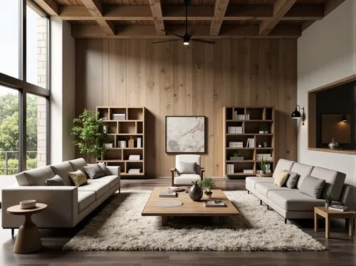 modern living room,living room,livingroom,interior modern design,minotti,modern decor,bookcases,contemporary decor,loft,modern minimalist lounge,wooden beams,modern room,sitting room,family room,bookshelves,interior design,scandinavian style,home interior,bookcase,sofas