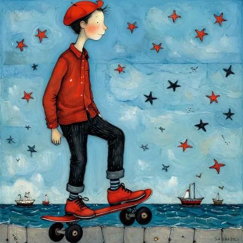 skater,jasinski,dran,skaters,seamico,spinelli,kids illustration,scootering,trikke,skating,kurelek,skateboarder,scooter riding,rollerskates,skates,red bicycle,stabilisers,roller skates,patineurs,vincent van gough,Art,Artistic Painting,Artistic Painting 49