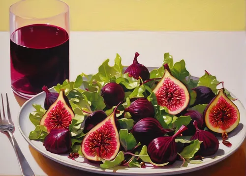 Red beet with figs salad,beetroot,still-life,beetroot juice,carpaccio,food and wine,radicchio,red beets,salad plate,food styling,still life,pinot noir,summer still-life,still life of spring,food colla