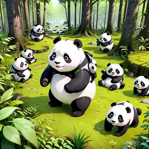 pandas,panda,chinese panda,giant panda,panda bear,little panda,baby panda,panda cub,kawaii panda,bamboo,pandabear,kawaii panda emoji,lun,po,forest animals,cartoon forest,bamboo forest,cartoon video game background,panda face,children's background,Anime,Anime,General