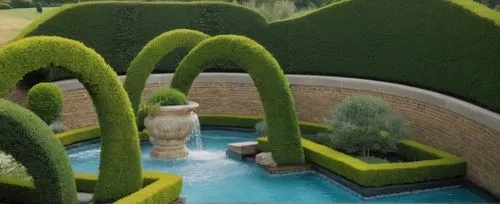 wather,an ornamental garden and fountain with a fountain at the middle,landscape design sydney,landscape designers sydney,topiary,water feature,topiaries,garden design sydney,parterre,artificial grass