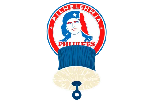 Philadelphia Phillies logo, baseball team emblem, blue liberty bell, white Crackers Jack mascot, red and blue colors, circular shape, bold font, detailed texture, metallic material, golden outline, 3D