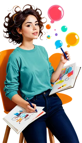 girl studying,illustrator,girl drawing,girl with speech bubble,colored pencil background,world digital painting,painting technique,digital art,digital painting,rainbow pencil background,digital creation,photo painting,girl at the computer,artist portrait,study,watercolourist,portrait background,programadora,colouring,table artist,Illustration,Japanese style,Japanese Style 06