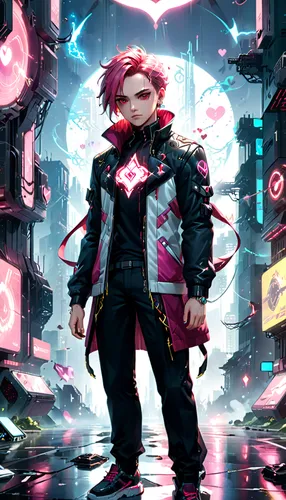 cyberpunk,cyber,cyborg,cybernetics,pink quill,metaverse,cyber glasses,yukio,magenta,transistor,electro,red matrix,zero,cyberspace,superhero background,magneto-optical disk,sci fiction illustration,streampunk,2d,ironman,Anime,Anime,General