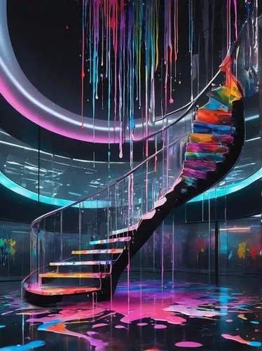 dna helix,colorful spiral,dna,staircase,stairway,abstract rainbow,synesthetic,chromophore,spiral staircase,rainbow bridge,stair,prism,stairs,water stairs,winding steps,plexicushion,spiral stairs,stairs to heaven,genome,synaesthesia,Conceptual Art,Graffiti Art,Graffiti Art 08