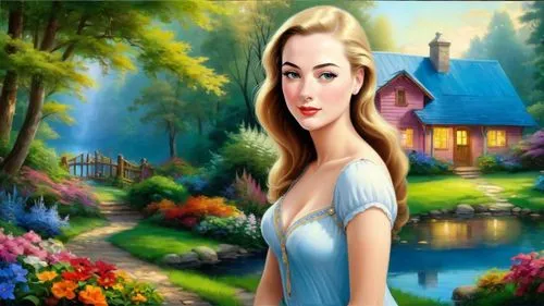 landscape background,fairy tale character,fantasy picture,woman house,children's background,girl in the garden,home landscape,cartoon video game background,dorthy,nature background,fantasy art,art painting,creative background,love background,background view nature,world digital painting,housemaid,3d background,fairyland,photo painting