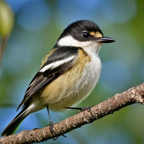 motacilla alba,pied triller,fringilla coelebs,coaltit,thornbills,parus caeruleus,african dusky flycatcher,emberiza,tristis,tyrant flycatcher,bananaquit,empidonax,pied horn bill,toricelli,aracama,sterna hirundo,indicatoridae,columbellidae,pied triller looking up,song bird,Photography,General,Realistic