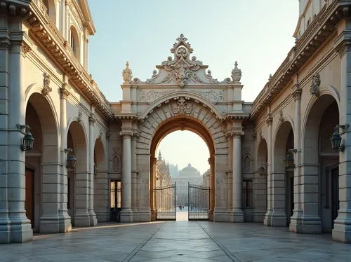 chambord,triumphal arch,enfilade,montjuic,archways,chantilly,archway,the royal palace,queluz,cinquantenaire,royal palace,seville,sevillian,arcaded,terreiro,archly,jeronimos,provencio,certosa,zwinger,Photography,General,Realistic