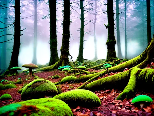 forest moss,germany forest,mushroom landscape,forest floor,foggy forest,green forest,fairy forest,fairytale forest,elven forest,moss,tree moss,fir forest,forest of dreams,enchanted forest,forest glade,coniferous forest,forest landscape,bavarian forest,mixed forest,holy forest,Conceptual Art,Oil color,Oil Color 23