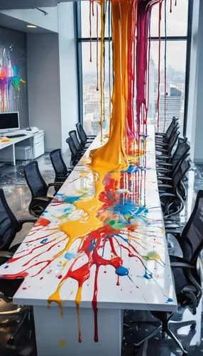 creative office,graffiti splatter,paint splatter,splatter,abstract corporate,splash paint,boardroom,conference table,experimenter,splatters,paint strokes,table artist,splattered,marble painting,dry erase,spatter,conference room,office desk,wetpaint,graphic design studio,Conceptual Art,Graffiti Art,Graffiti Art 08