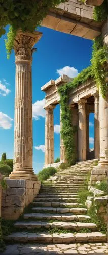 greek temple,artemis temple,acropolis,erechtheion,ancient city,temple of poseidon,doric columns,hellas,delphi,segesta,amphipolis,temple of hercules,ephesus,erechtheus,celsus,the ancient world,parthenon,herakleion,pillars,leptis,Art,Classical Oil Painting,Classical Oil Painting 33