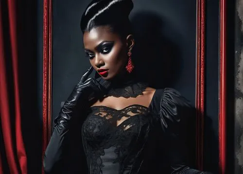 azealia,freema,countess,black queen,gothic woman,derivable,villainess,gurira,voodoo woman,victoriana,pinnock,gothic portrait,mistress,letoya,vampire woman,sharmell,black woman,tituba,atrix,vamped,Art,Artistic Painting,Artistic Painting 43