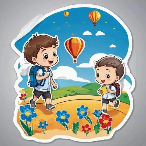 balloon trip,lilo,cute cartoon image,balloon fiesta,skydivers,kids illustration,balloonist,orienteer,tourister,ctrip,balloonists,backpackers,clipart sticker,tulip festival,ballooning,hikers,huaixi,tudou,yuzhou,krishan,Unique,Design,Sticker