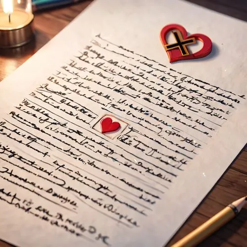 Create a picture of an emergency letter and birth with a weak heart and an X on it,declaration of love,love letters,binding contract,my love letter,love letter,guestbook,indentures,manuscripts,a lette