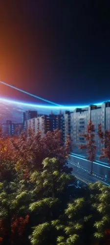 Космический пейзаж неизвестной планеты,futuristic landscape,render,3d rendering,virtual landscape,digital compositing,sky space concept,light trail,solar cell base,3d render,rendering,smart city,3d re