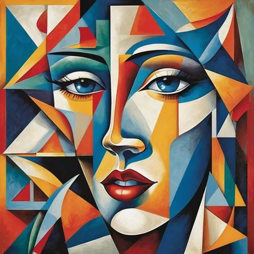 cubism,cubist,lempicka,art deco woman,cool pop art,cubists,Art,Artistic Painting,Artistic Painting 45