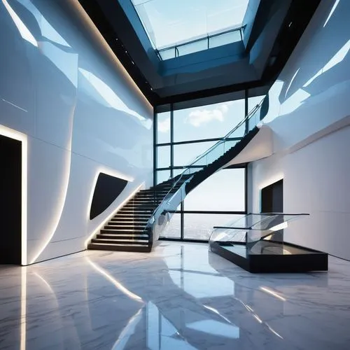 futuristic art museum,interior modern design,staircase,outside staircase,staircases,stairwell,winding staircase,stairways,hallway space,stairwells,hallway,stairs,modern architecture,futuristic architecture,steel stairs,skylights,glass wall,search interior solutions,contemporary decor,winners stairs,Illustration,Black and White,Black and White 16