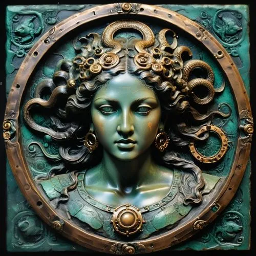 medusa,art nouveau,art nouveau frame,art nouveau frames,medusa gorgon,door knocker,art nouveau design,gorgon,art deco woman,art deco ornament,bronze sculpture,art deco frame,decorative figure,venus,green wreath,cybele,celtic queen,art deco,laurel wreath,anahata