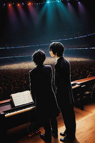 symphony orchestra,philharmonic orchestra,orchestra,symphony,duet,live concert,concerto for piano,musicians,composer,concert,piano keys,violinists,orchestral,piano player,detective conan,big band,the piano,music book,songbook,pianist,Illustration,Japanese style,Japanese Style 12