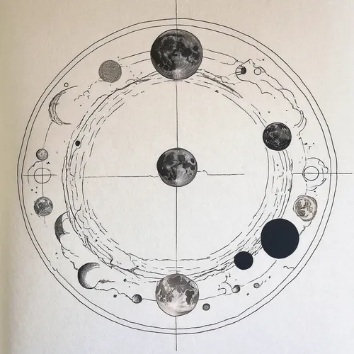 lunar phases,geocentric,harmonia macrocosmica,lunar phase,copernican world system,phase of the moon,planetary system,galilean moons,orrery,moon phase,celestial bodies,planisphere,inner planets,star chart,astrology,constellation pyxis,the solar system,zodiac,epicycles,ophiuchus,Art,Classical Oil Painting,Classical Oil Painting 17