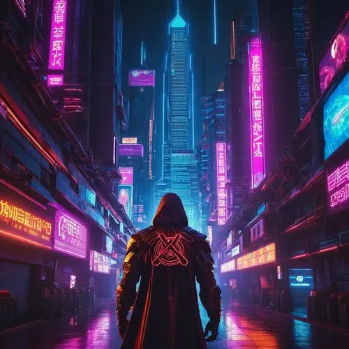 cyberpunk,cybercity,dystopian,shinjuku,neon arrows,tron,Conceptual Art,Sci-Fi,Sci-Fi 26