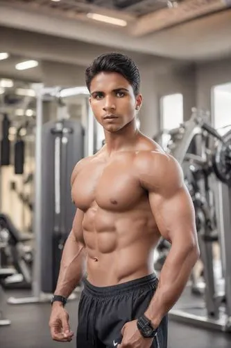 Professional Headshots，Professional，Elite Personal Trainer In Gym,the young man is looking fit and fit,clenbuterol,vijender,nanjundaswamy,muscularity,bodybuilder ,Powerful,Photography,Realistic